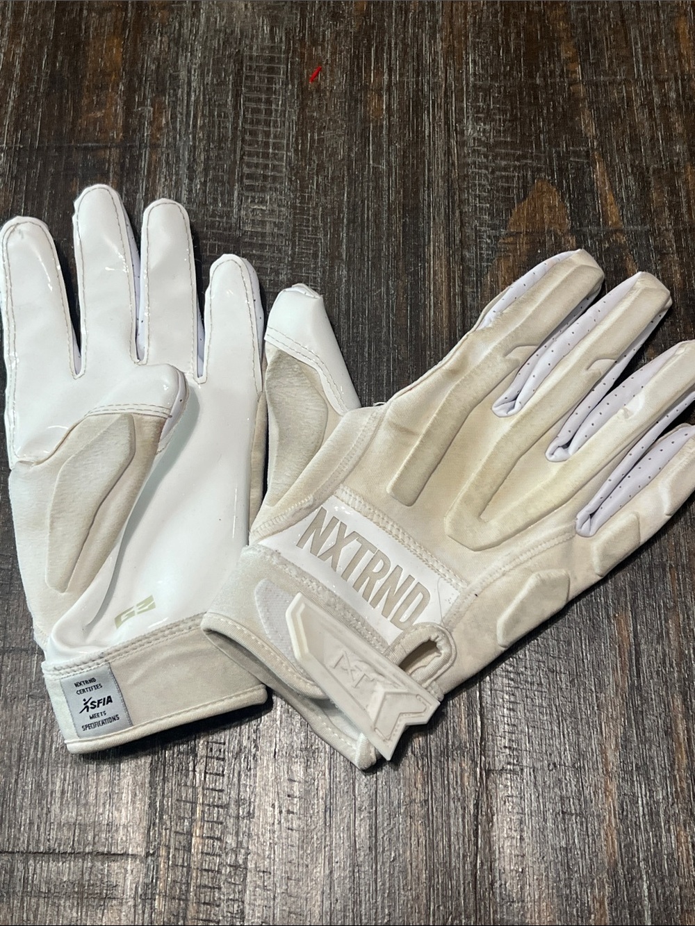 Nxtrnd G3 Padded Football White Performance Wristband Gloves